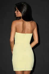 Dramatic Intent Light Yellow Strapless Corset Bodycon Mini Dress